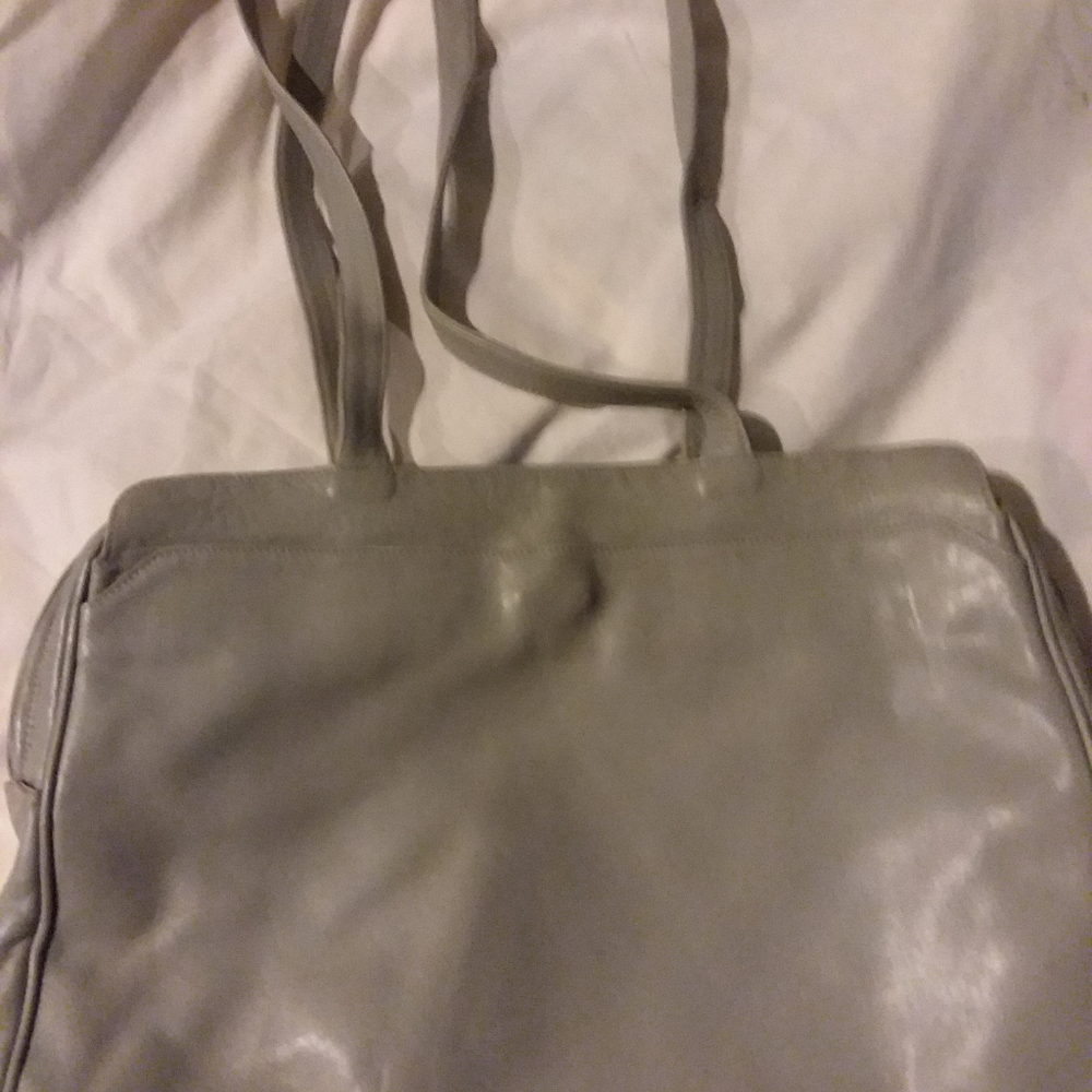 Italian Leather Handbag Light Grey Leather